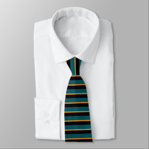 Teal Black and Guld Horizontally Stripe Tie Slips