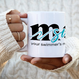 Teal Black Anpassningsbar Simma Mamma Kaffe Mugg