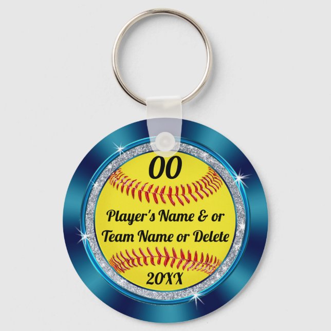 Teal Black Anpassningsbar Softball Keychains 3 tex Nyckelring (Framsida)