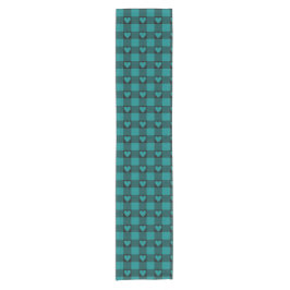 Teal Black Buffalo Heart Plaid Table Runner