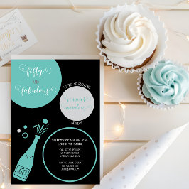Teal Black Champagne 50 och Fabulous Birthday Inbjudningar