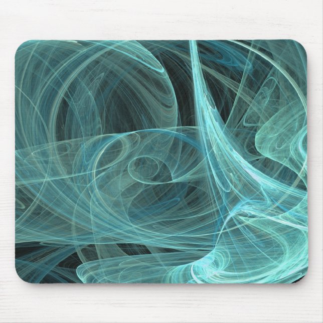 Teal & Black Fractal Mousepad Musmatta (Framsidan)