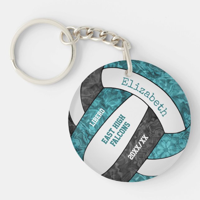 Teal Black Girl Sport anpassningsbar volleyball (Framsidan)