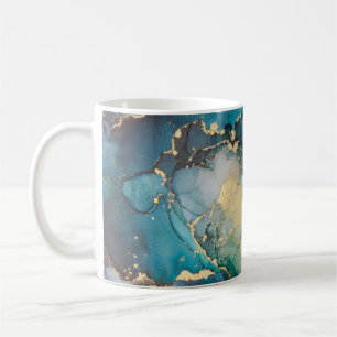 Teal Black Guld Alcohol Bläck Fluid Artabstract,ar Kaffemugg