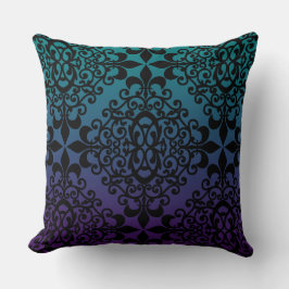 Teal Black och Lila Mönster Kudde