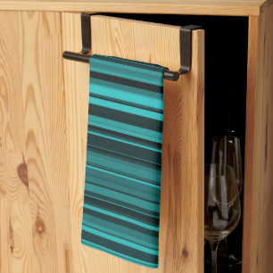 Teal Black Rand Kökshandduk