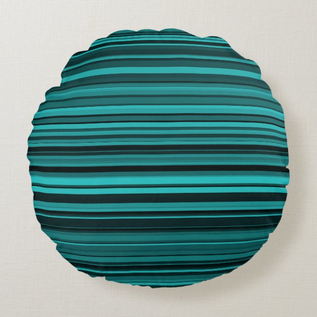 Teal Black Rand Rund Kudde (Framsidan)