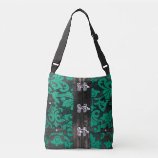 Teal Black Snöre Steampunk Kor Body Tote Bag Axelväska