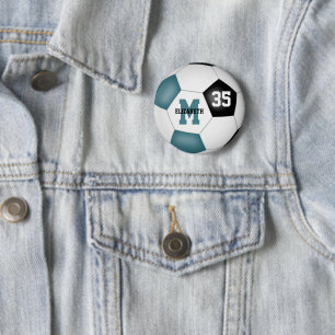 Teal Black soccer Team färg party favors Knapp