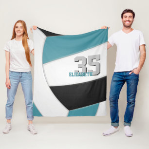 Teal Black volleyball Team färg eget namn Fleecefilt