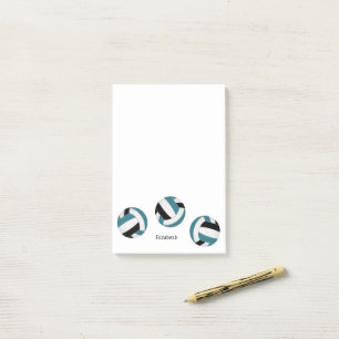 Teal black volleybollar idrottsman eller namn post-it block