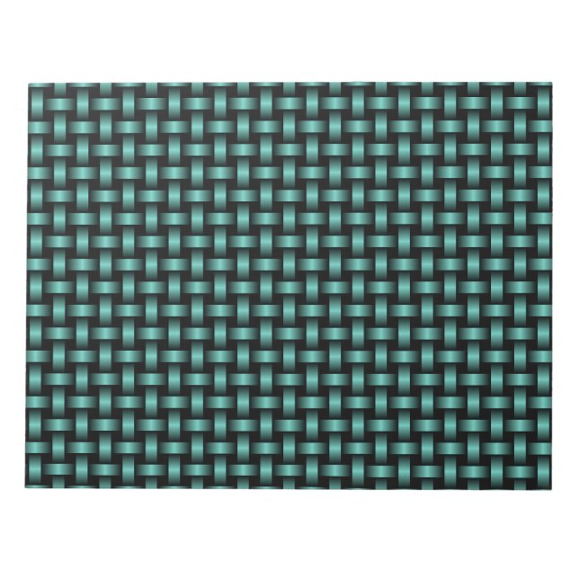 Teal Black Weave Mönster Anteckningsblock (Framsida)