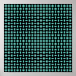 Teal Black Weave Mönster Poster