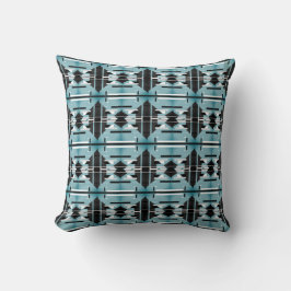 Teal Black White Grått Southwest look Small Mosaic Kudde