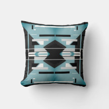 Teal Black White Grått Symmetrical Geometric Desig