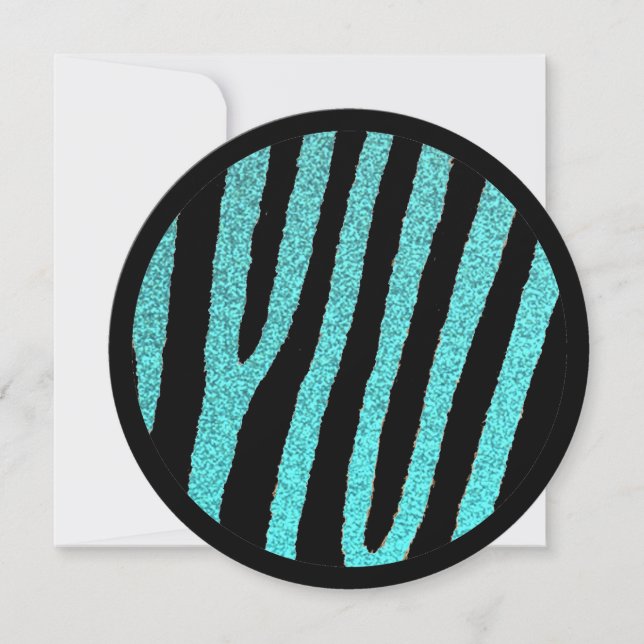 Teal black zebra, söt 16 cirkelpartyn inbjudningar (Framsida)