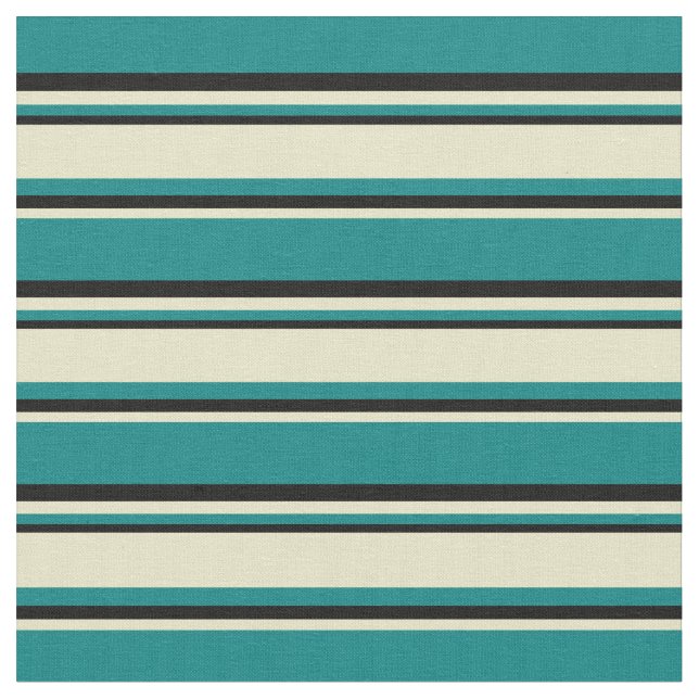 Teal, Blek Goldenrod och Black Rand Tyg (Närbild)