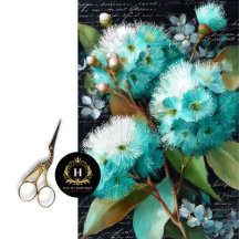 Teal Blommar Gumnut Decoupage