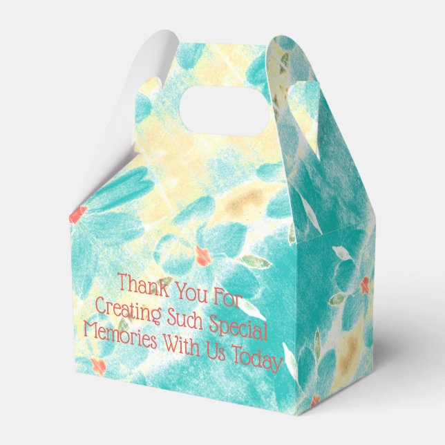 Teal Blommigt Bröllop Presentaskar (Framsidan Sidan)