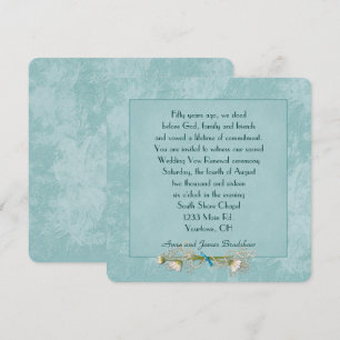 Teal Blommigt Embossed Bröllop Vow Renewal Inbjudningar