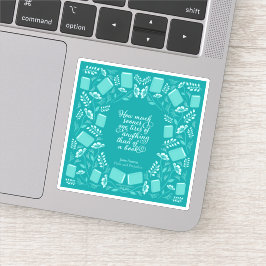 Teal Blommigt Jane Austen Bookish Quote Klistermärken