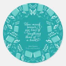 Teal Blommigt Jane Austen Bookish Quote