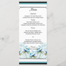 Teal Blommigt Watercolor Bröllop Menu Meny