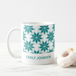 Teal-blommor, eget namn, vitt kaffemugg