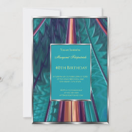 Teal blue abstrakt 40 Birthday Party Inbjudningar