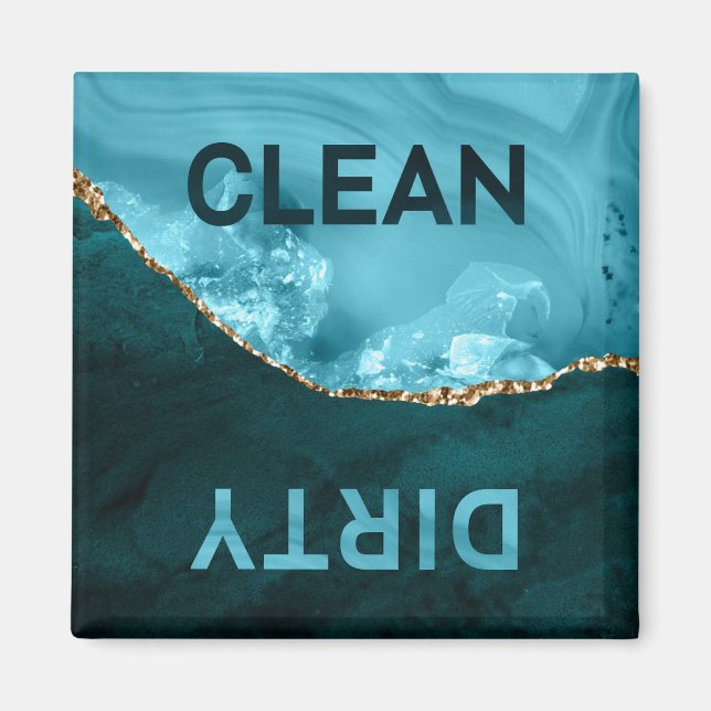 Teal Blue Agate Clean Dirty Dishwasher Magnet (Framsidan)