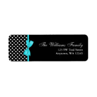 Teal Blue and Black Polka Dot Bow