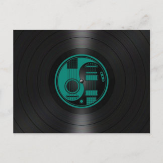 Teal Blue and Black Yin Yang Guitars Vinyl Graphic Vykort