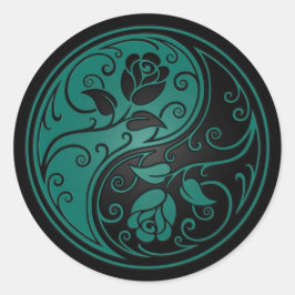 Teal Blue and Black Yin Yang Ro Runt Klistermärke