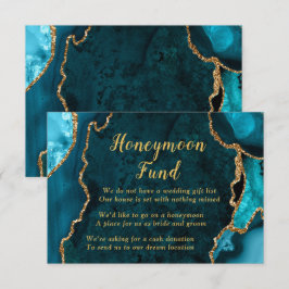 Teal Blue and Gold Agate Honeymoon Fund Tilläggskort