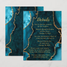 Teal Blue and Gold Agate Wedding Details
