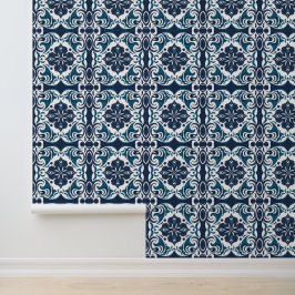 Teal Blue and White Mediterranean Tile Mönster