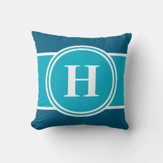 Teal Blue Anpassade Monogram Dekorativ kudde