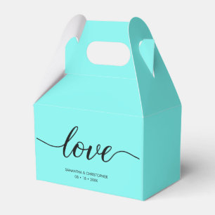 Teal Blue Anpassningsbar Elegant kärlek-skript Brö Presentaskar
