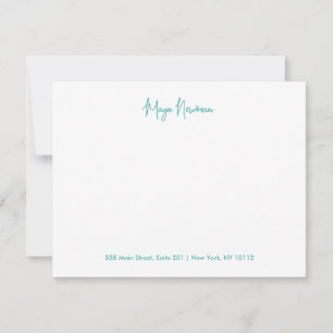 TEAL BLUE AQUA NAMNTECKNING MONOGRAM NAMN ANTECKNINGSKORT
