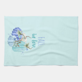 Teal Blue Aqua Taupe Pumpkin - höstfall Kökshandduk