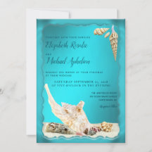 Teal Blue Aqua Turcos Seashell Bröllop