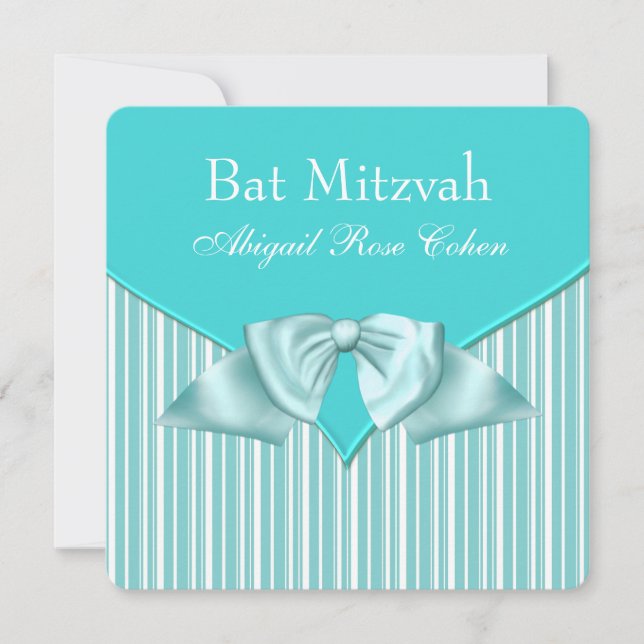 Teal Blue Bat mitzvah Inbjudningar (Framsida)