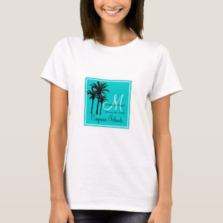 Teal Blue Beach Wedding Handflatan Träd Tee Shirt
