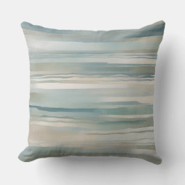 Teal Blue Beige Aqua Ivory Coastal Rand Kudde