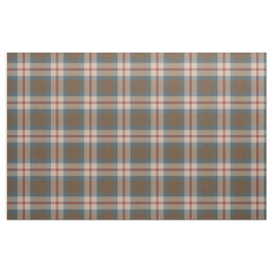 Teal Blue Beige Brown Red Tartan Squares Mönster Tyg
