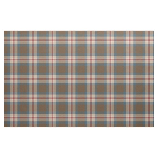 Teal Blue Beige Brown Red Tartan Squares Mönster Tyg (Fat Quarter)