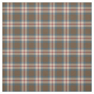 Teal Blue Beige Brown Red Tartan Squares Mönster Tyg