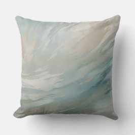 Teal Blue Beige Sage Grönt Abstrakt Dekorativ kudd Kudde