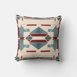 Teal Blue Beige Southwest look Symmetrical Kudde