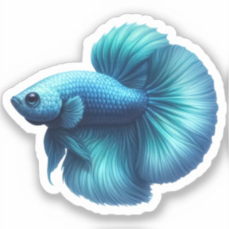 Teal Blue Betta Fish Klistermärken